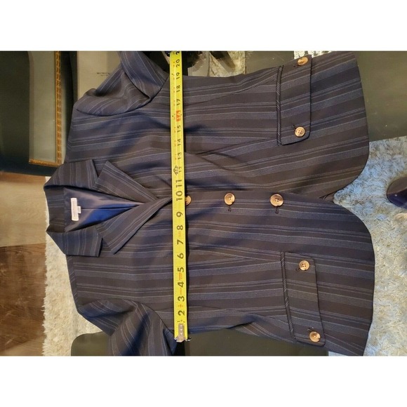 Isaac Mizhari Women Blue Lined Polyester Three Buttons Single Breasted Blazer 14 - Picture 11 of 12